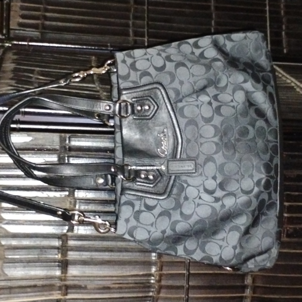 Coach Ashley Black Signature Convertible Shoulder Bag